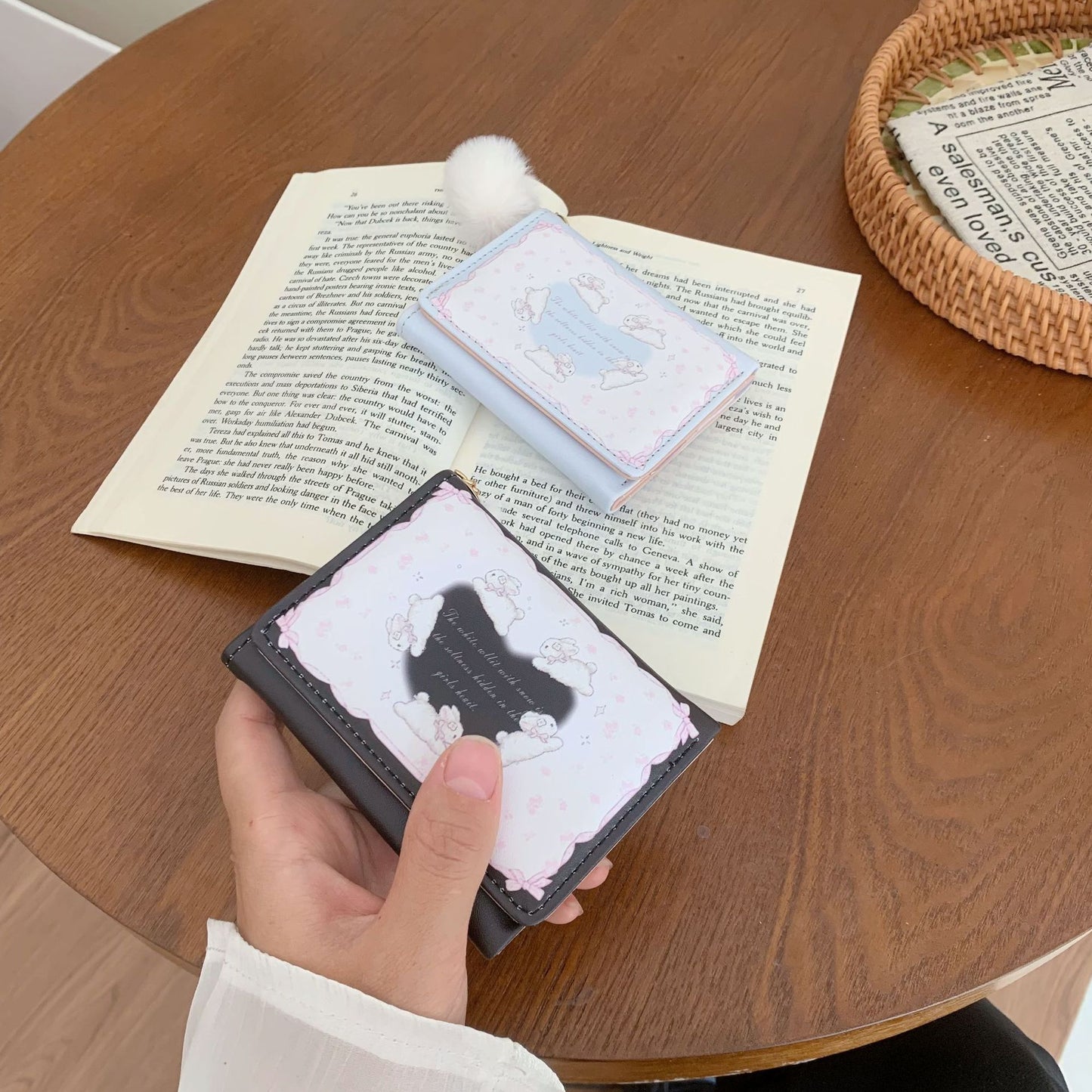 Female Short Cute Love Hair Ball Korean Ladies Wallets