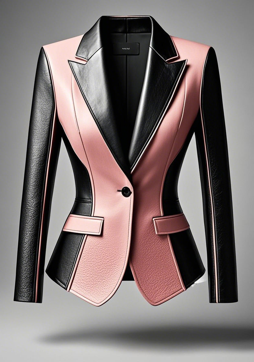 Women's Leather Green Collar Live Broadcast Fashionable Jackets