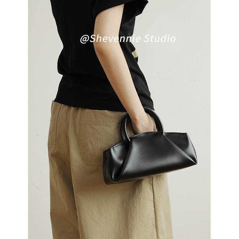 Horsehair Pleated Portable Box Oblique Cloud Bags