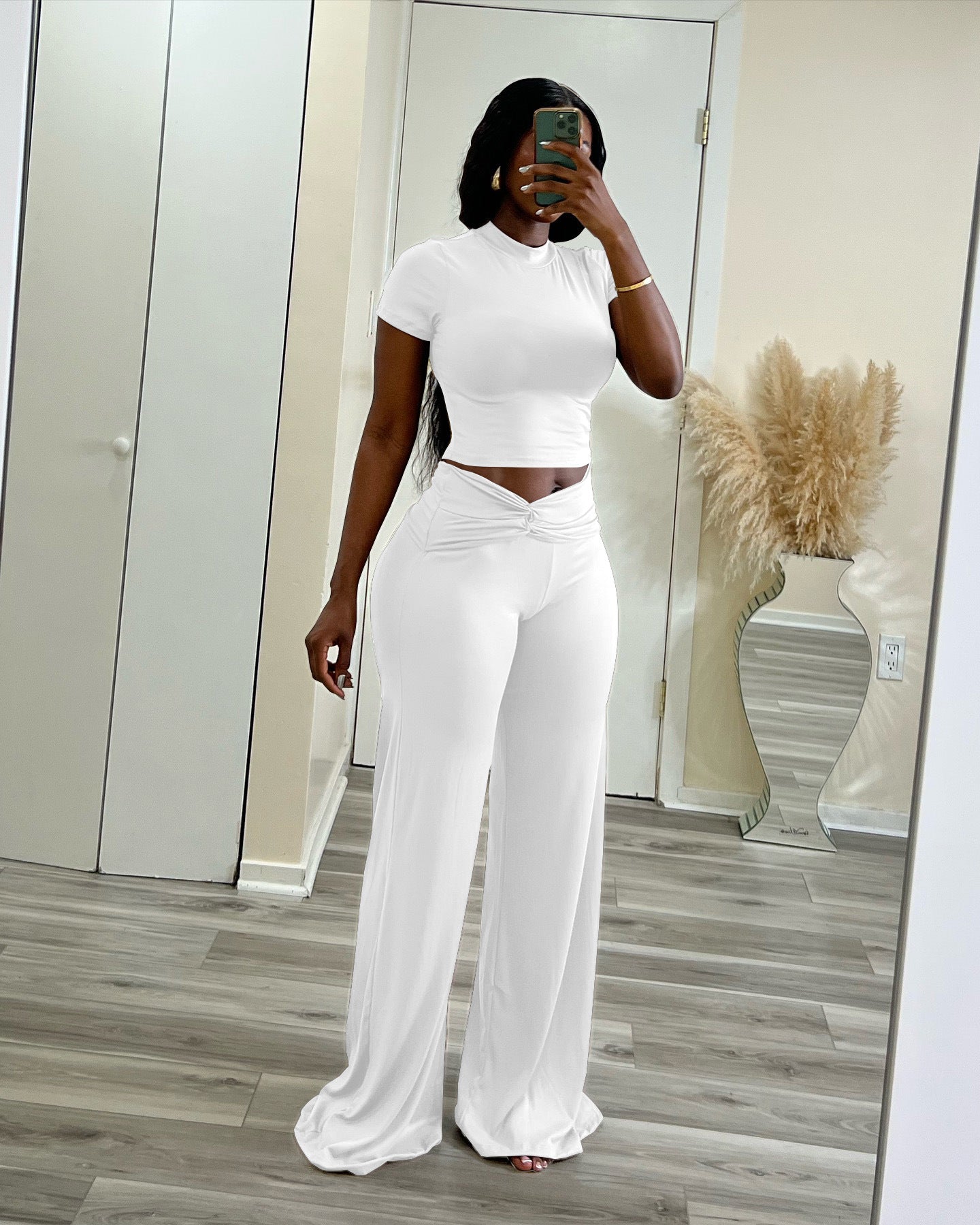 High Waist Slimming Wide Leg Solid Color Suits