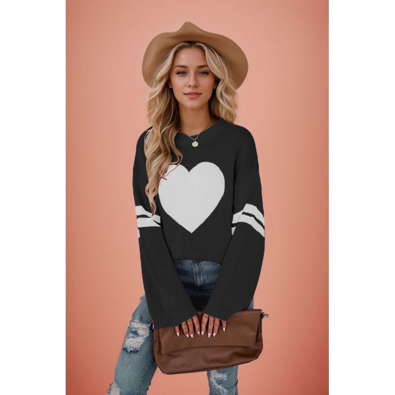 Women's Two-color Jacquard Love Valentine's Day Round Plus Size