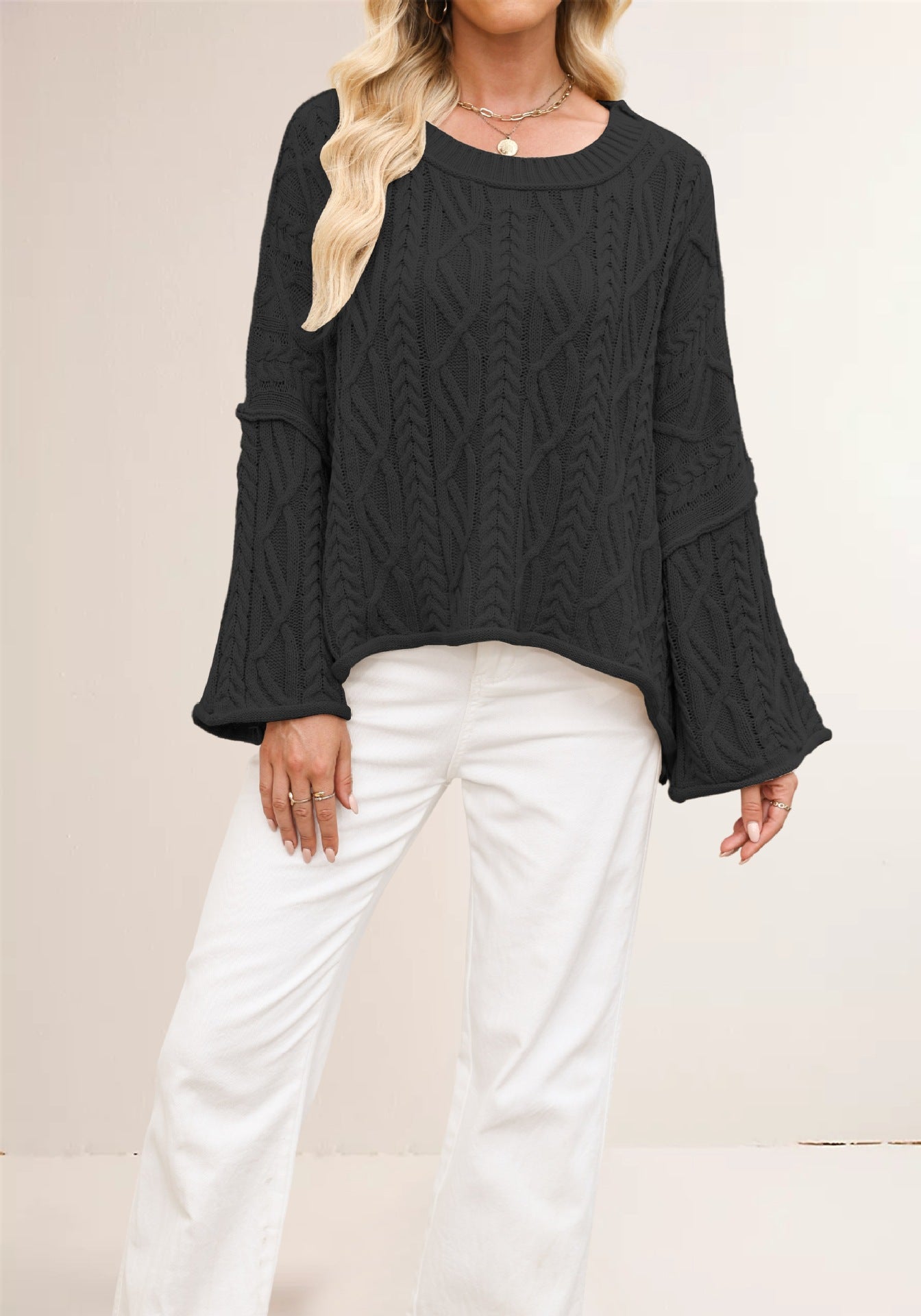Women's Classy Cable Loose-fitting Solid Color Sweaters