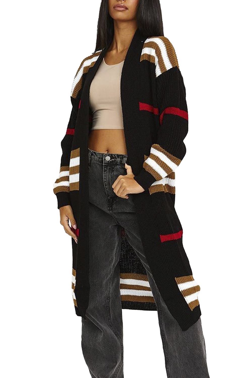 Women's Long Striped Oversized Loose Sleeve Knitwear