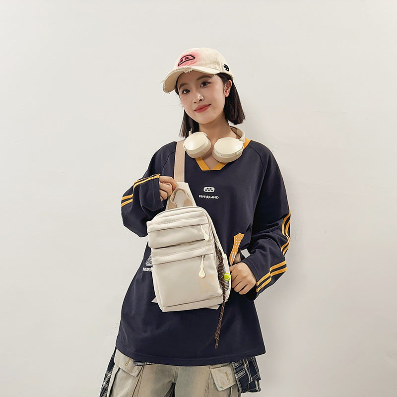Men's Unique Versatile Earphone Nylon Korean Men's Shoulder Bags