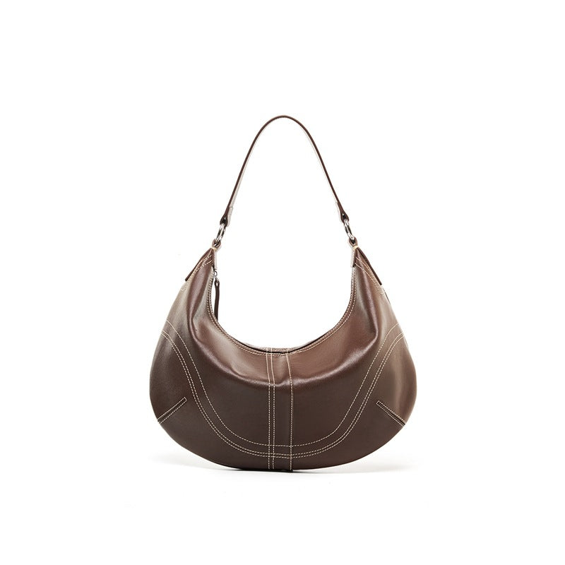 Women's Large Capacity Light Luxury Cowhide Single Armpit Bags