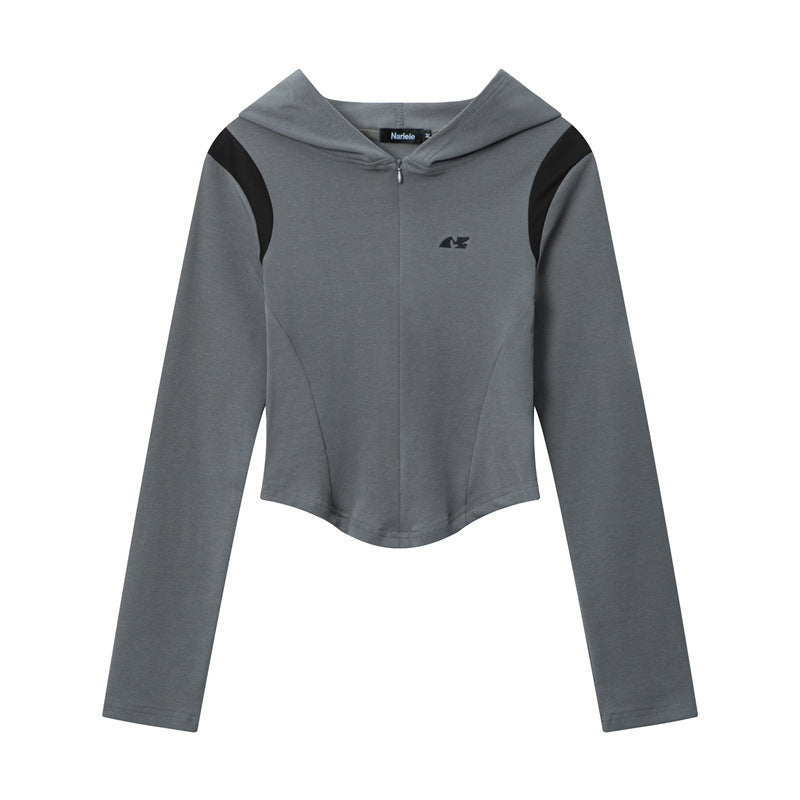 Women's Spring Hooded Color Matching Design Casual Blouses