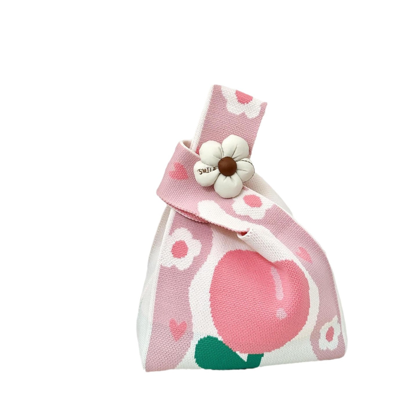 Women's Flower Cartoon Knitted Woven Large Capacity Handbags