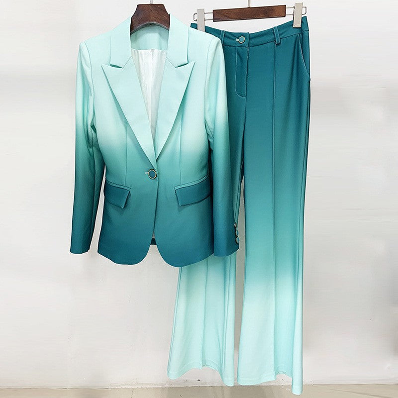 Fashionable Temperament Gradient Color Slim Flared Pants