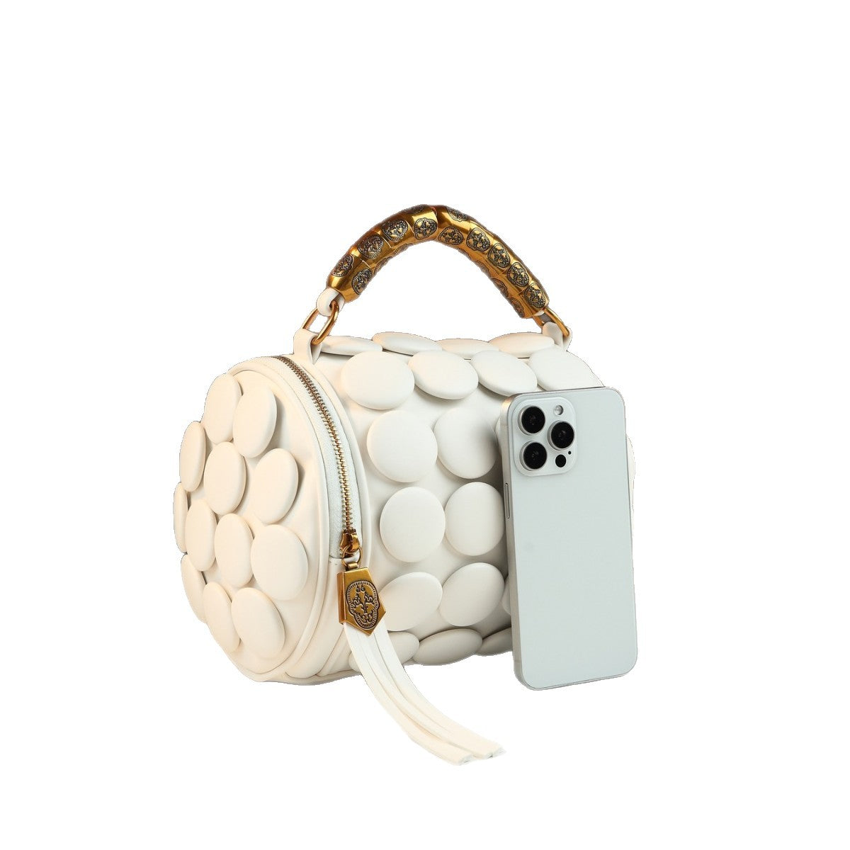 Women's Three-dimensional Polka Dot Decoration Round Handbags
