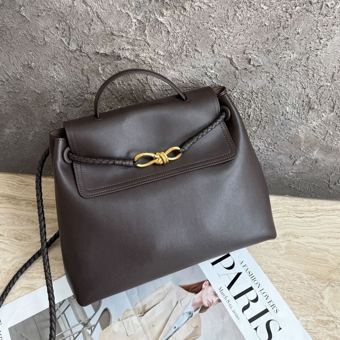 Women's First Layer Cowhide Plain Weave Fashion Shoulder Bags