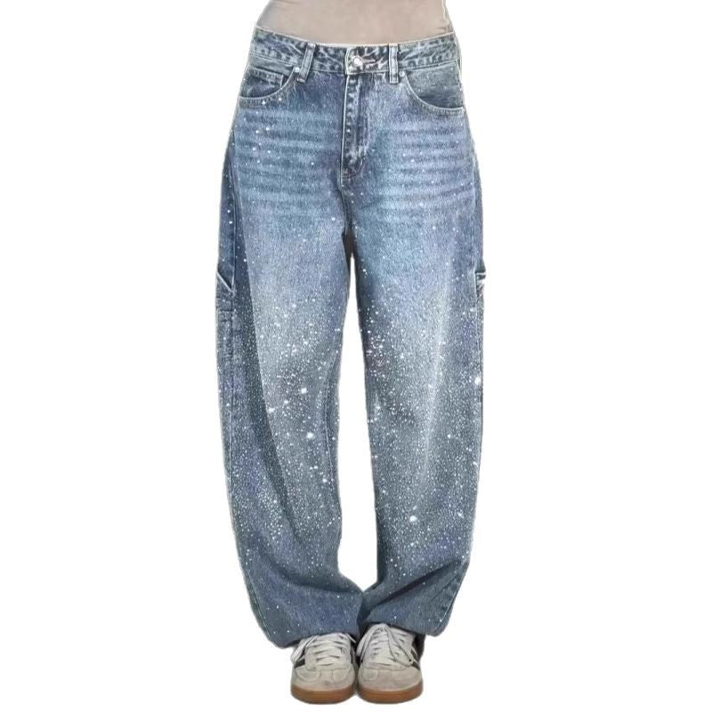 Women's Cool Fashion Starry Rhinestone Casual Jeans