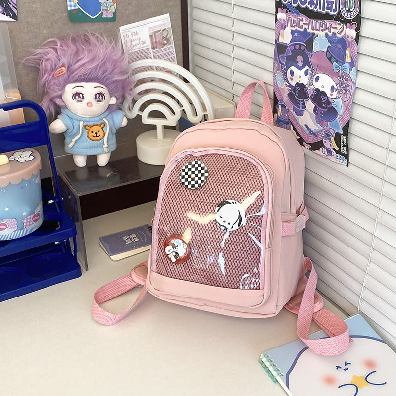 Women's Volume Cartoon Transparent Bar Badge Mini Backpacks