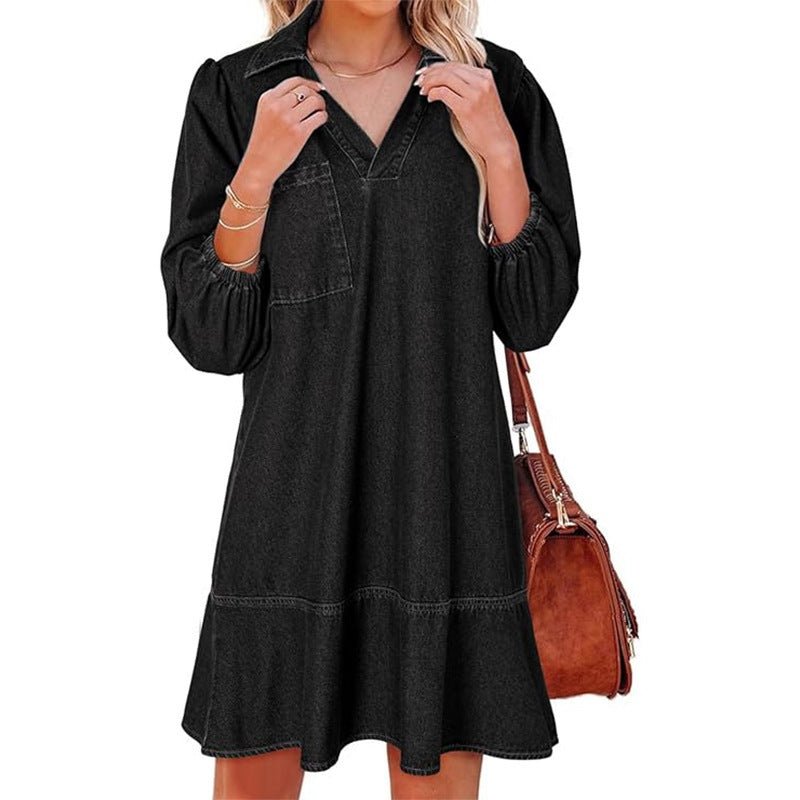 Women's Casual Style Clothes Cropped Puff Sleeve Dresses