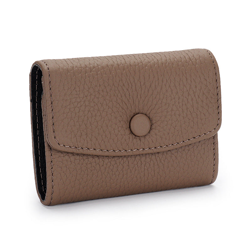 Female First Layer Short Cowhide Expanding Multiple Card Holder