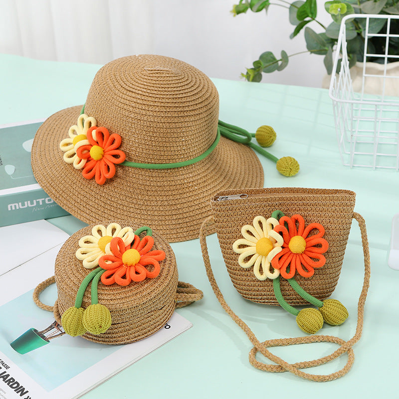 Women's & Children's Seaside Beach Weaving Straw Hat Pastoral Children's Coin Purse