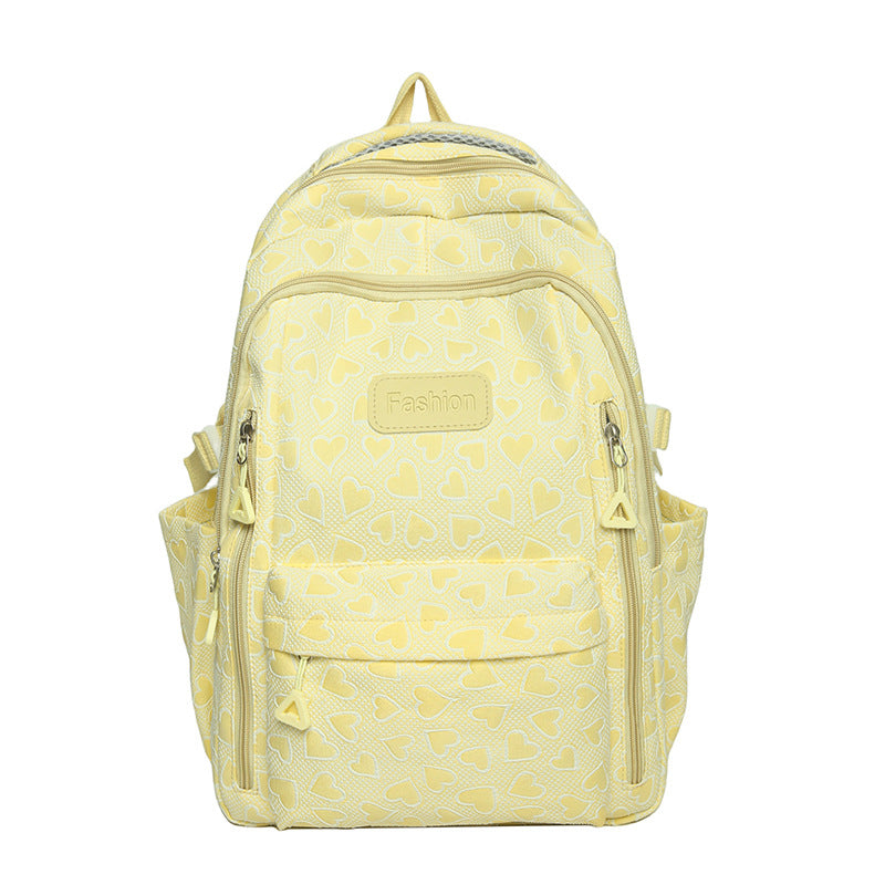Good-looking Large Capacity Heart Printing Fresh Middle School Students' Schoolbags