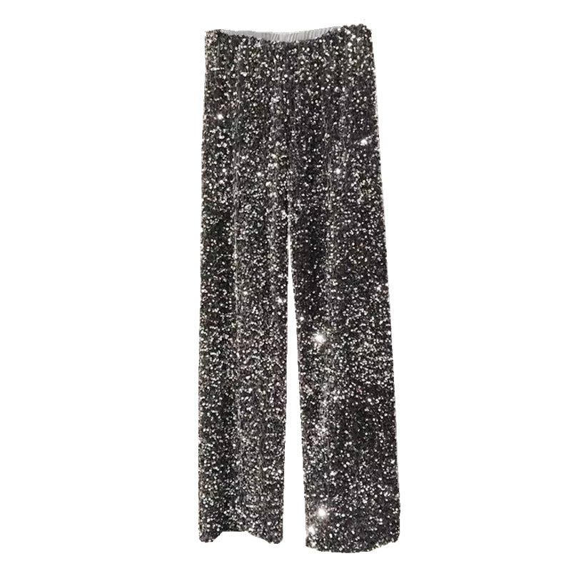 Women's Veet Sequined Large Long Leg Draping Pants