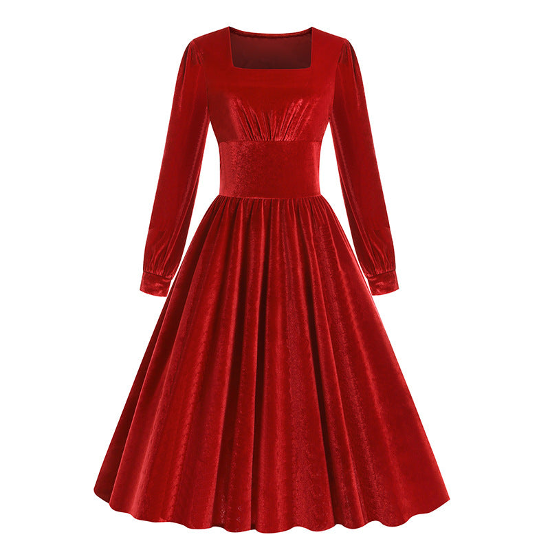 Women's Square Collar Dress Long Sleeve Autumn Dresses