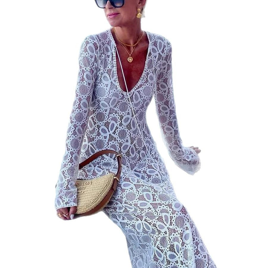 Long Sleeve Dress Loose Vacation Split Dresses