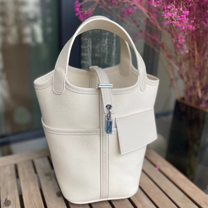 Attractive Canvas Vegetable Basket Pocket Fashion Bucket Bags