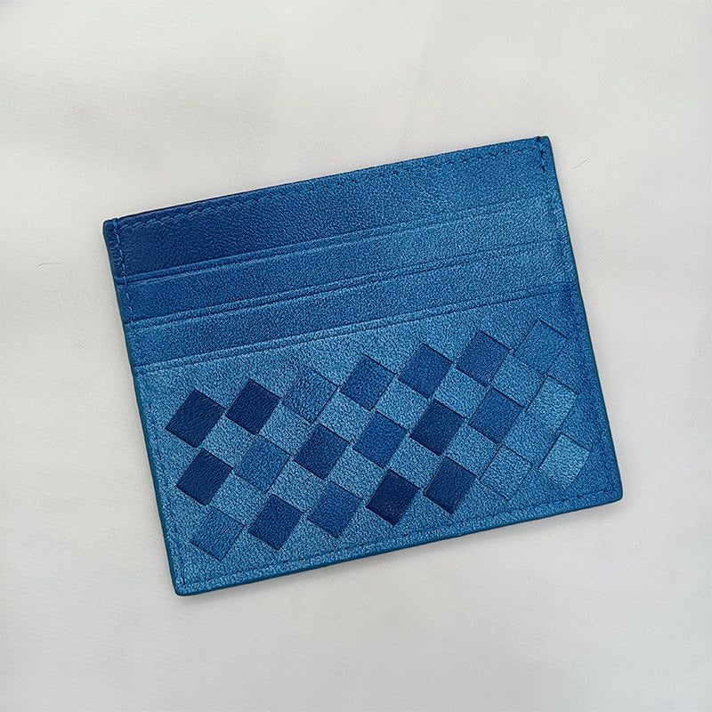 Women's & Men's & Name Sheepskin Woven Lightweight Clamp Card Holder