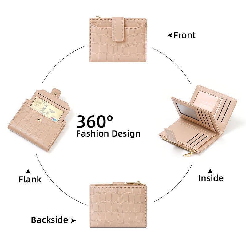 Women's Stone Pattern Two Fold Double Layer Ladies Wallets