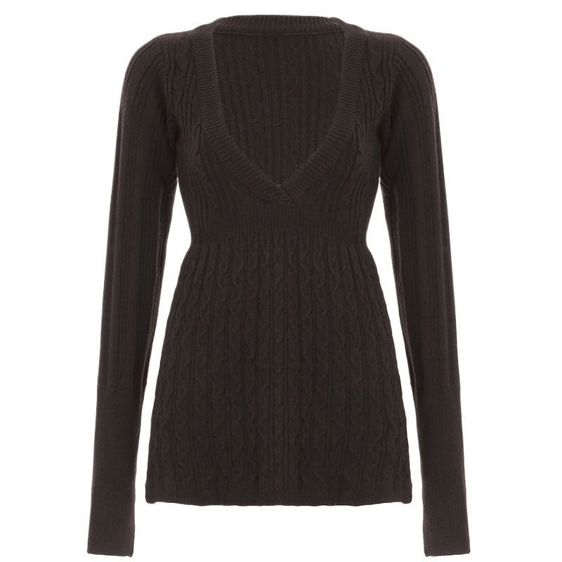 Women's Hot Retro Twist Design Tight Waist Slimming Sweaters