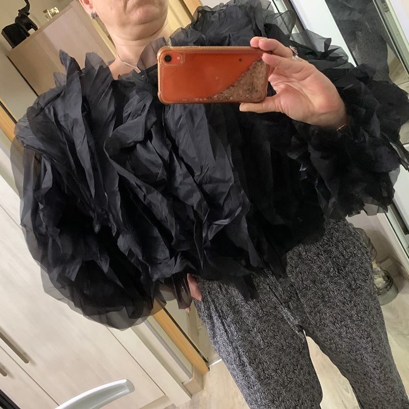 Women's Spring Cool Long Sleeve Layered Ruffled Blouses
