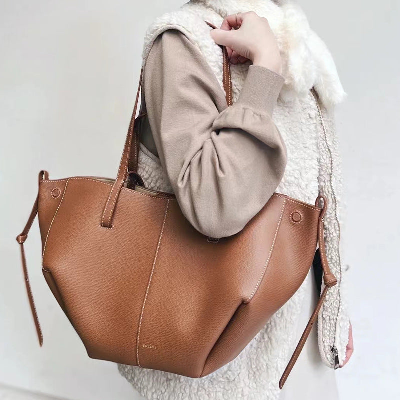 Upgraded French Niche Cowhide Portable Large Tote Bags