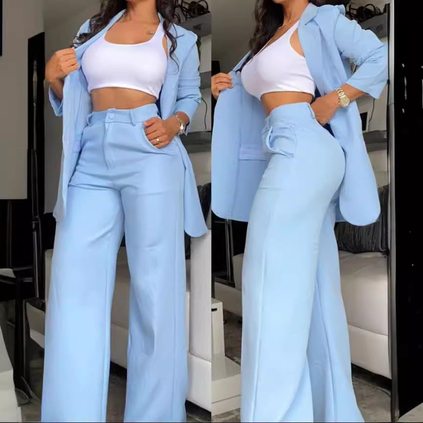 Women's Elegant Pure Color Split Sleeve Lapel Suits
