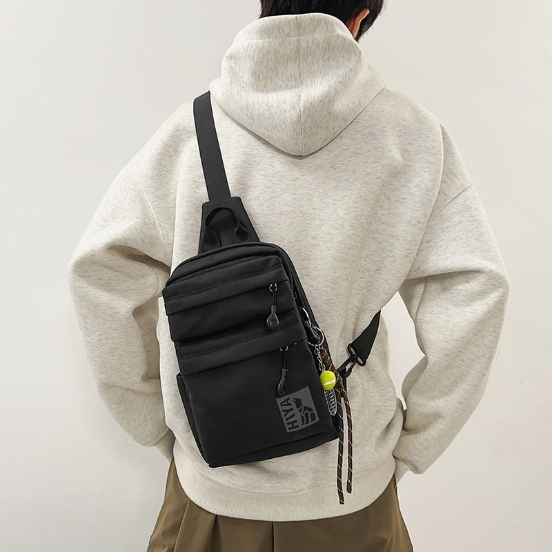 Men's Unique Versatile Earphone Nylon Korean Men's Shoulder Bags