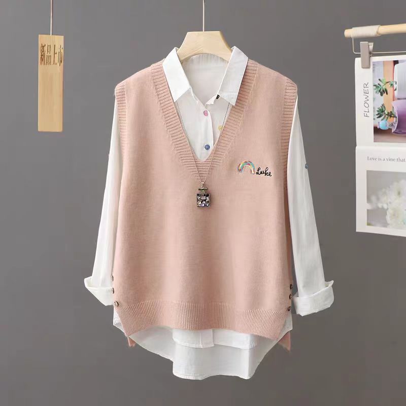 Women's Bandage Dress Series Versatile Casual Style Embroidered Loose Women's Vest