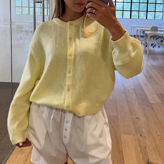 Women's Russian Long Sleeve Button Versatile Knitted Coats