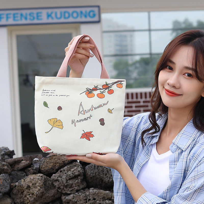 Women's Cute Cartoon Canvas Tutorial Lunch Size Handbags