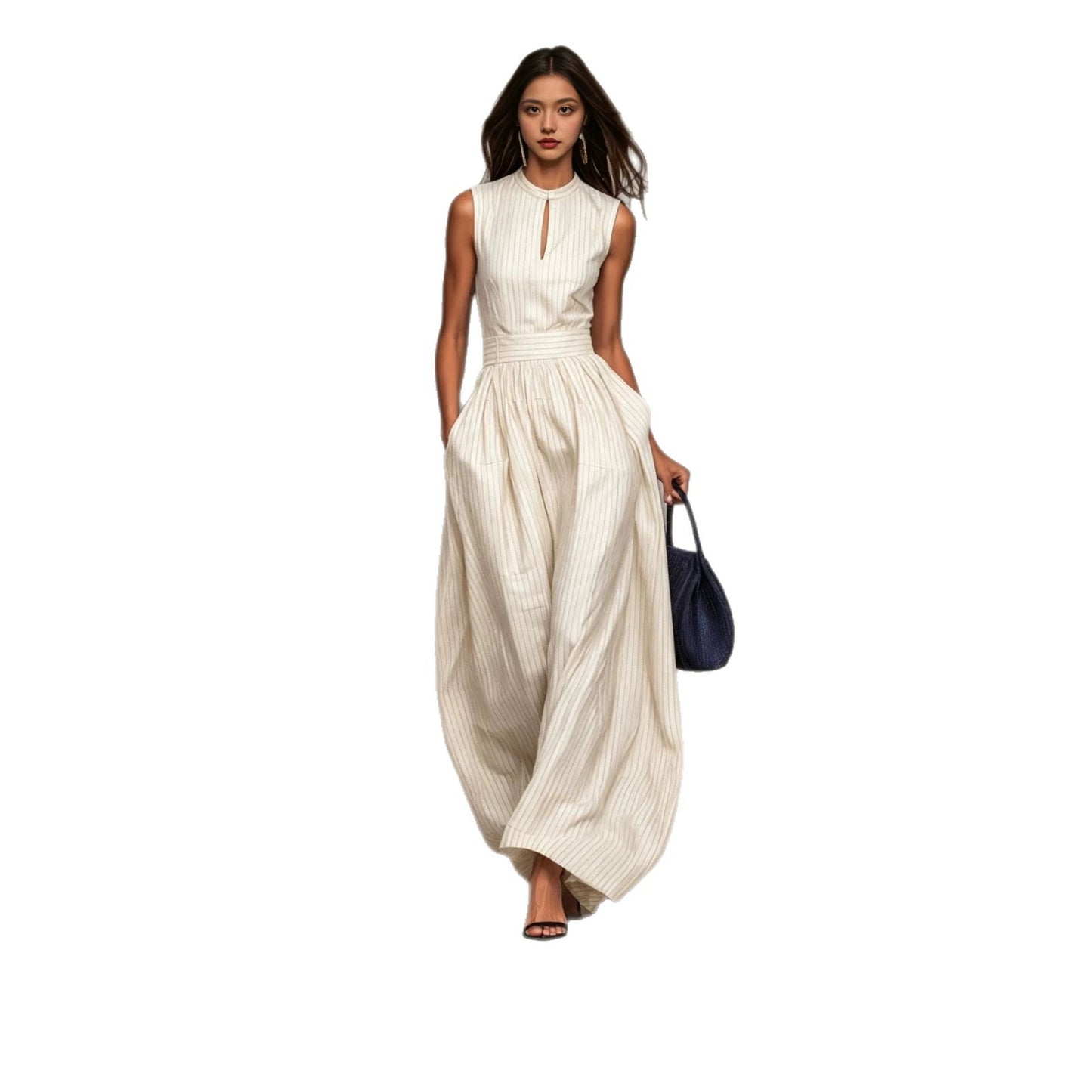Women's Sleeveless Stitching Wide Leg Ethnic Style Jumpsuits