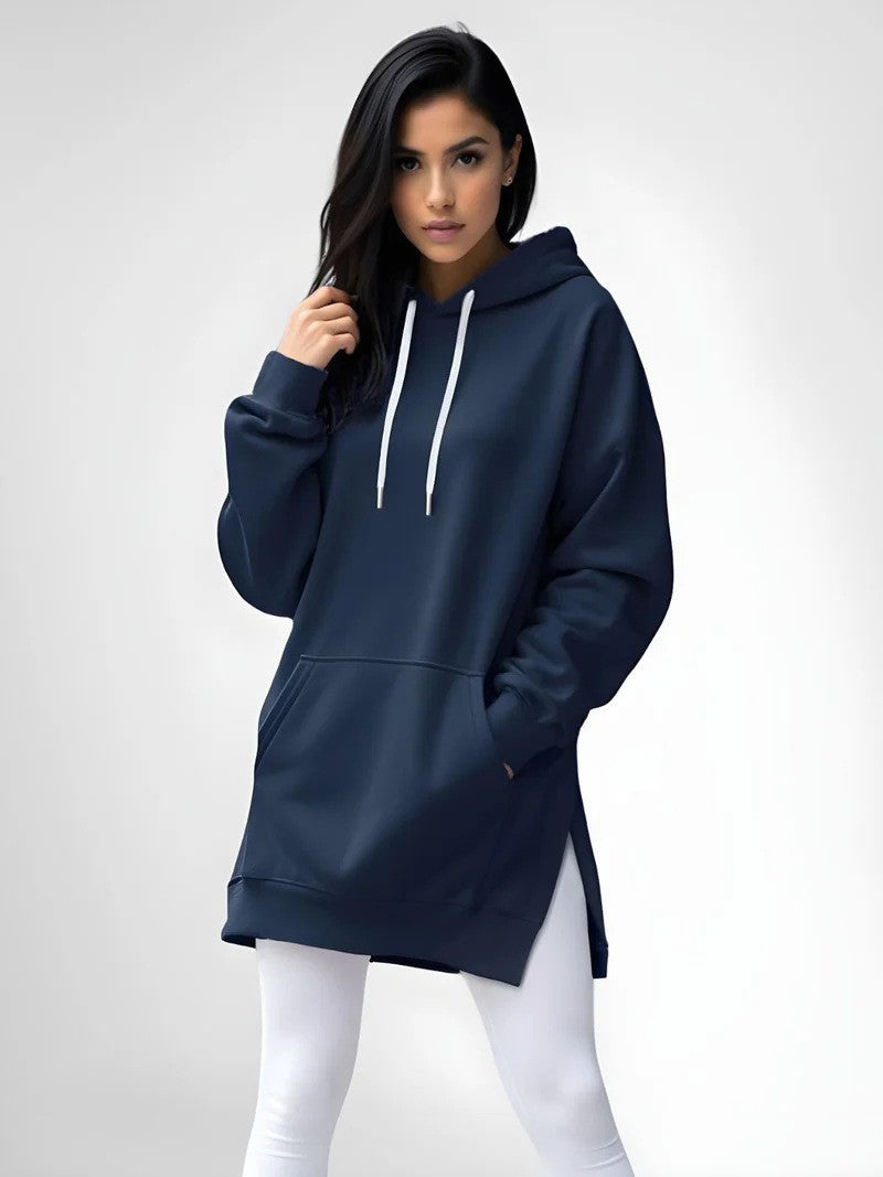 Women's Spring Solid Color Casual Hooded Rope Women's Sweater, Sweater