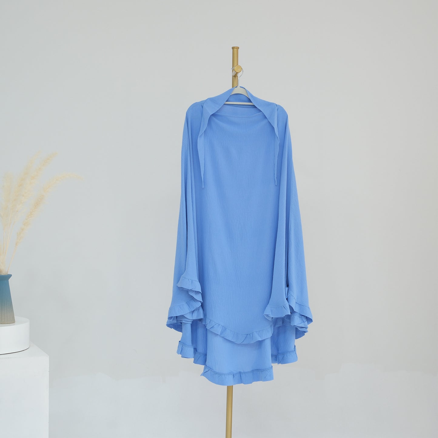 Pure Color Ruffles Big Swing Headscarf Dresses
