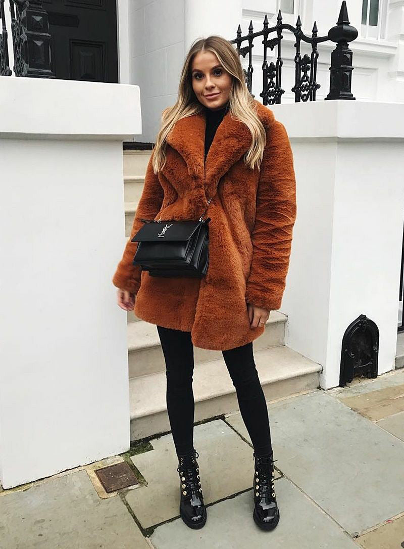 Colorful Fur Plush Warm Temperament Leisure Baggy Winter Padded Coats