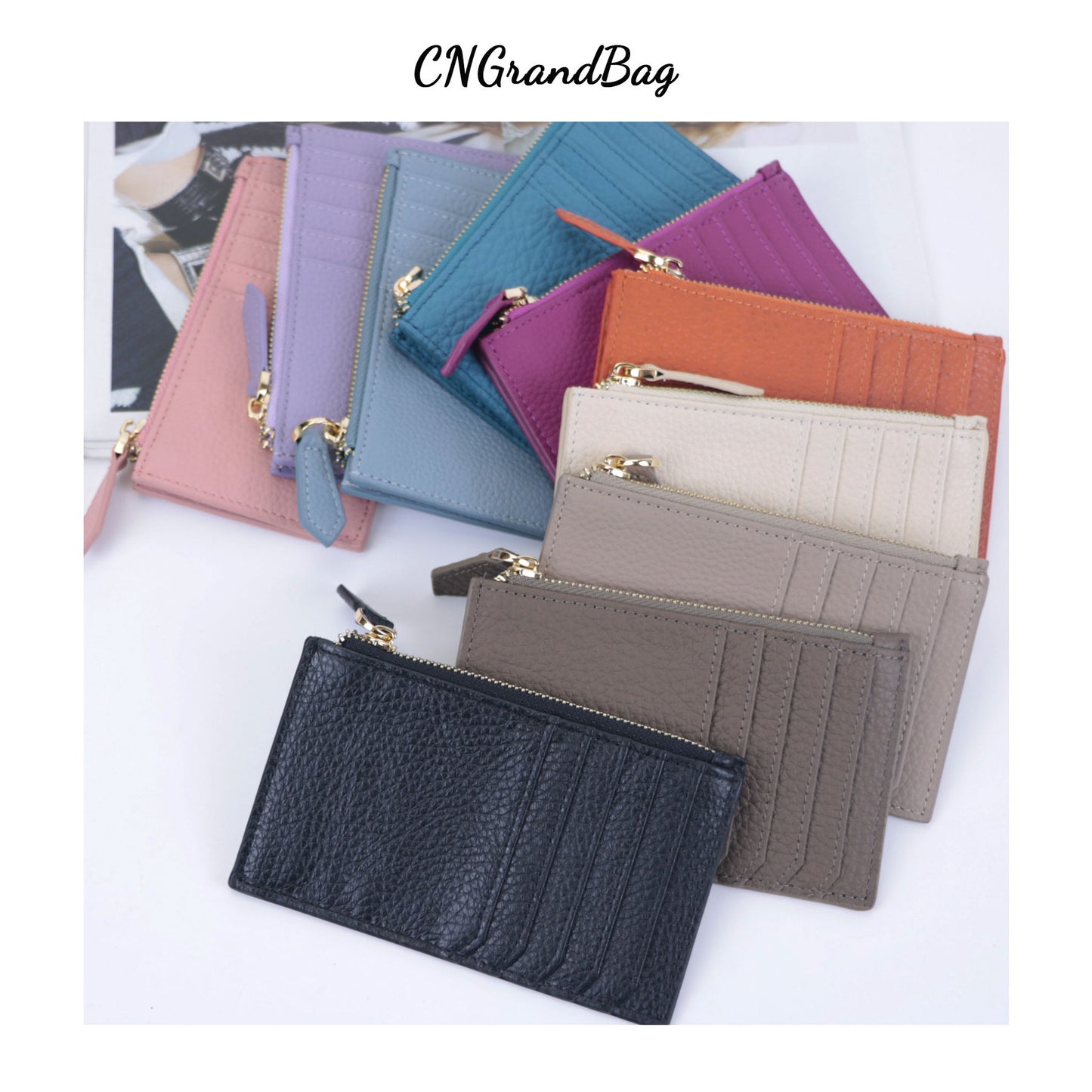 Women's Fashion Minimalist Style Korean First Layer Cowhide Document Card Holder