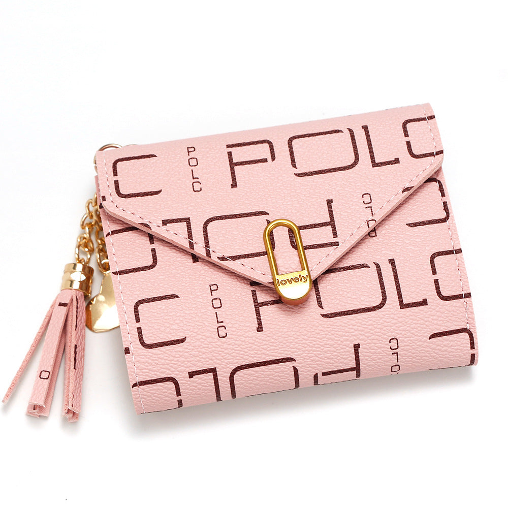 Women's Fashion Letters Printing Short Multiple Slots Purses