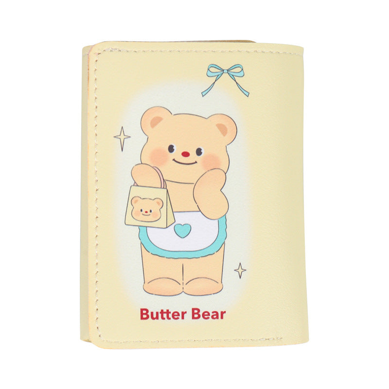 Butter Bear Cute Creative Cartoon Simple Personality Ladies Wallets