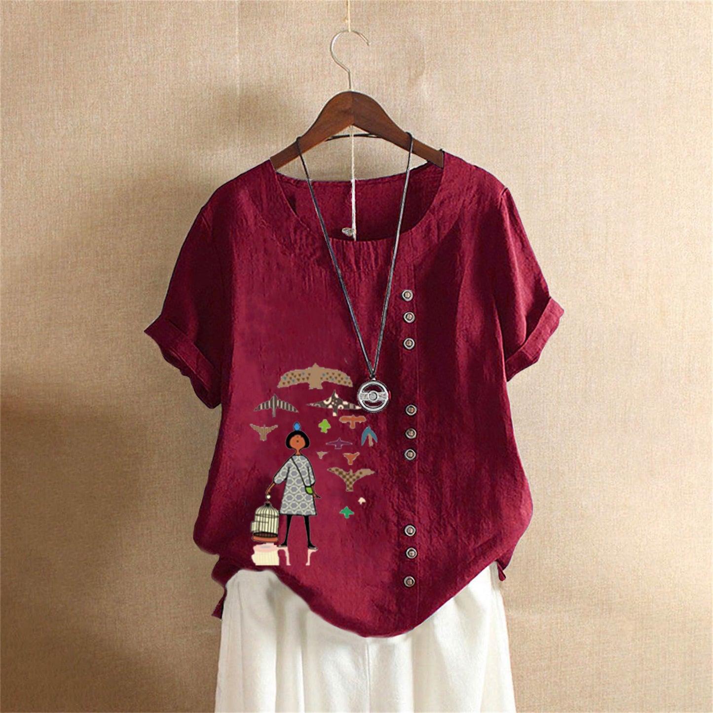 Women's Retro Large Casual Loose Cotton Linen Shorts