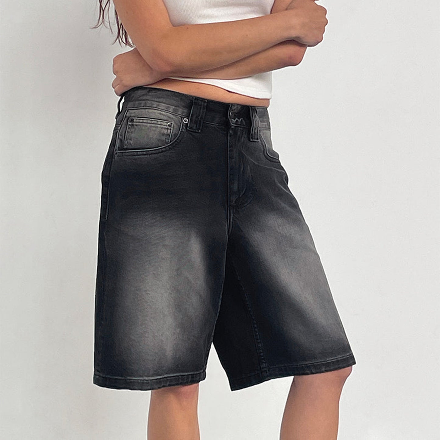 Women's Denim No Bomb Fitted Figure Flattering Shorts