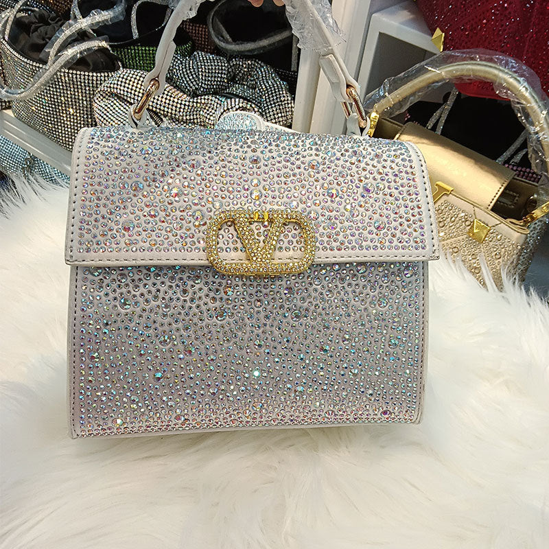 Women's Diamond Rhinestone Flip Retro High-grade Light Crossbody Bags