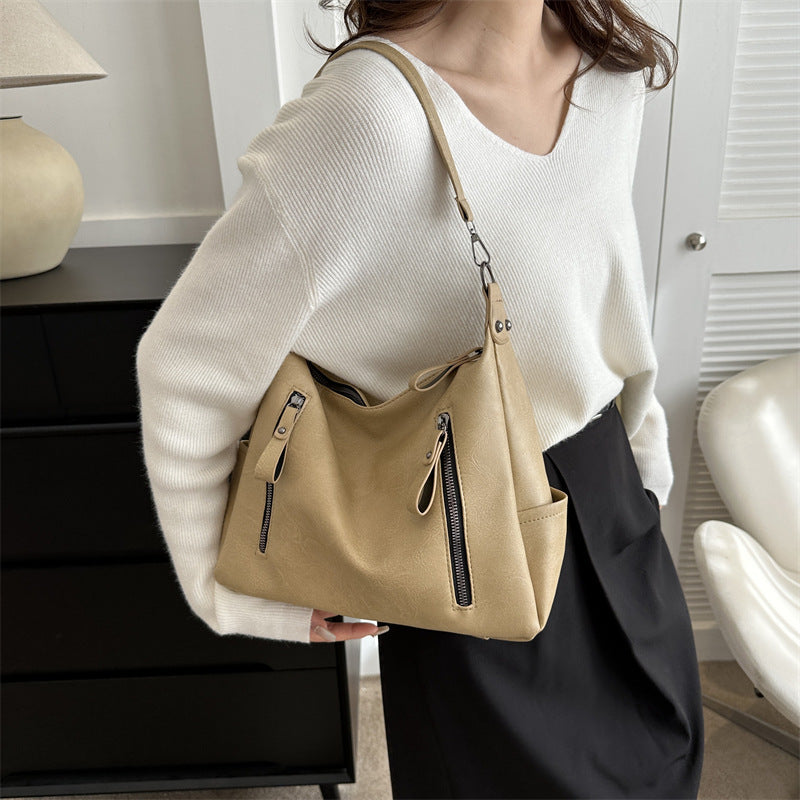 Women's Korean Style Large Capacity Commuter Textured Tote Bags