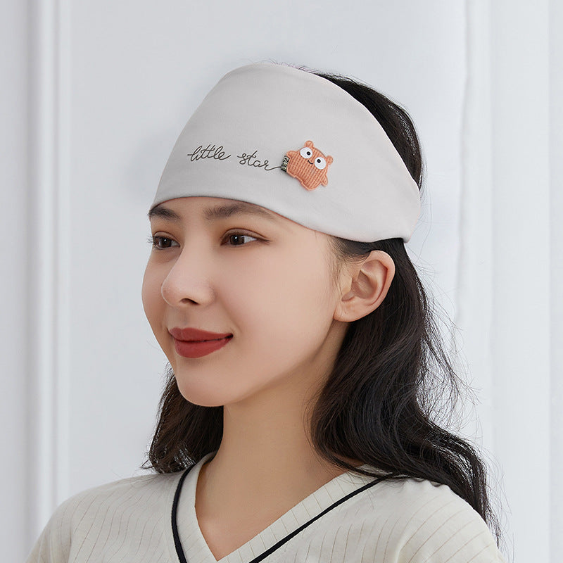 Women's Cotton Cartoon Flower Bear Confinement Headscarf Bags