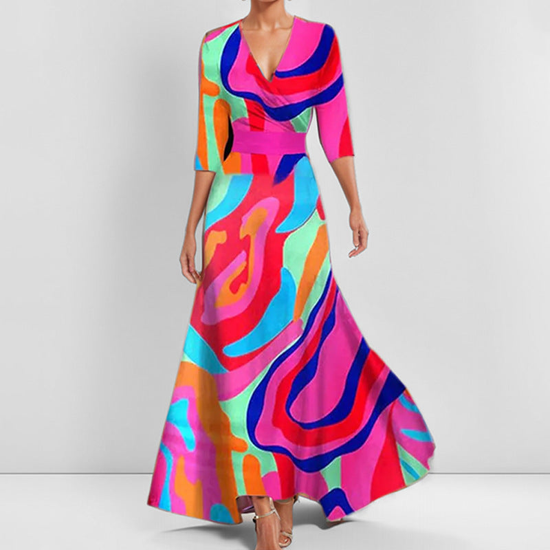 Women's Elegant Graceful Printed Pleated Large Length Skirts