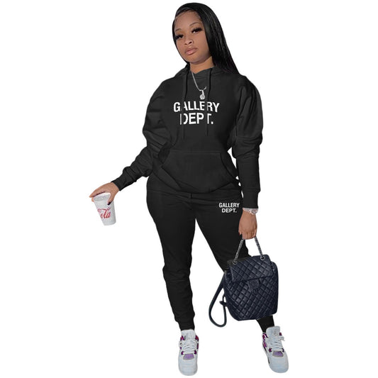 Women's Fashion Casual Printing Sports Two-piece Set Suits