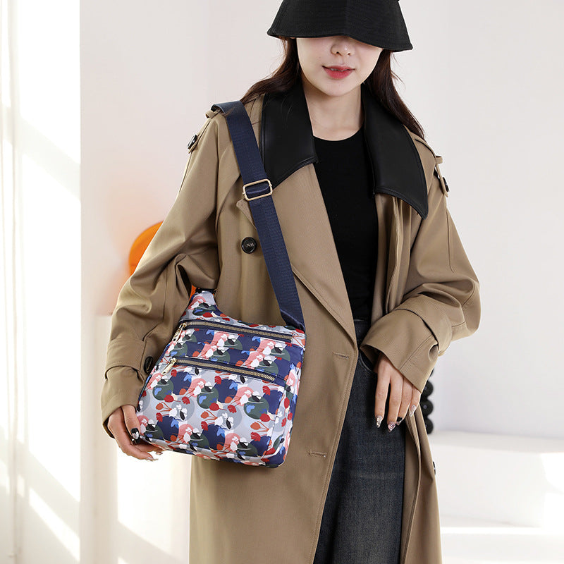 Women's Capacity Multilayer One Nylon Cloth Simple Crossbody Bags