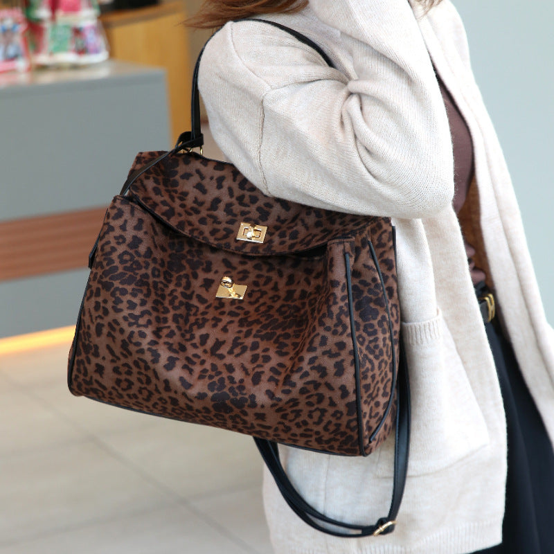 Leopard Print Large Capacity Portable Advanced Handbags
